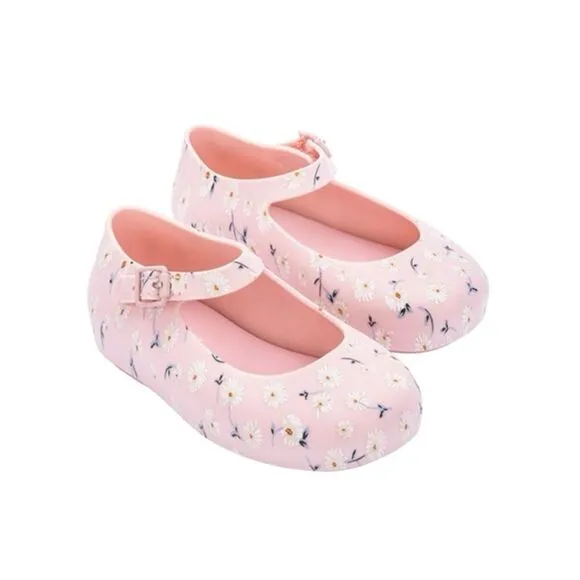 MINI MELISSA DORA Mary Jane Ballerina BABY PINK WHITE SHOES Toddler Size 8 EU 22