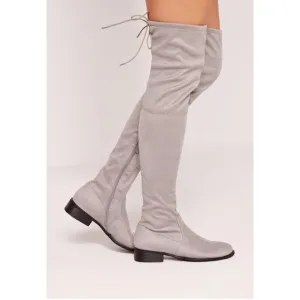 Missguided Gray Over The Knee Boots
