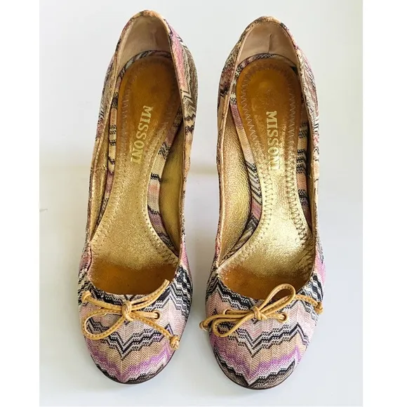 MISSONI Multicolored Chevron Pattern Pumps Shoes
