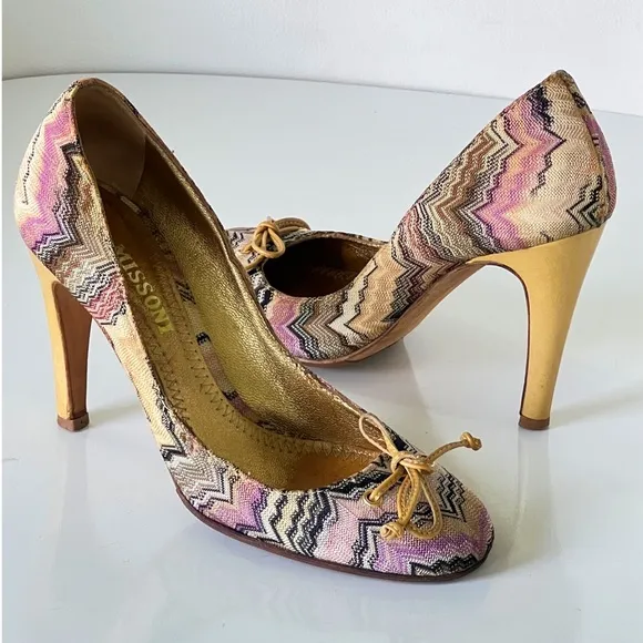 MISSONI Multicolored Chevron Pattern Pumps Shoes