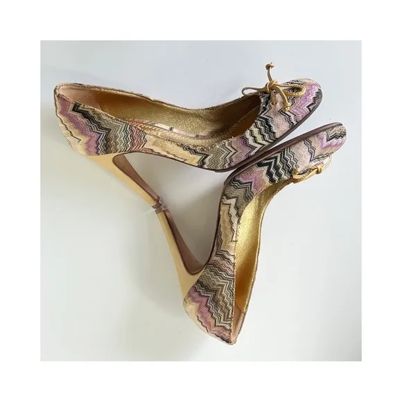 MISSONI Multicolored Chevron Pattern Pumps Shoes