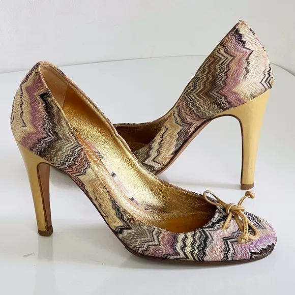 MISSONI Multicolored Chevron Pattern Pumps Shoes