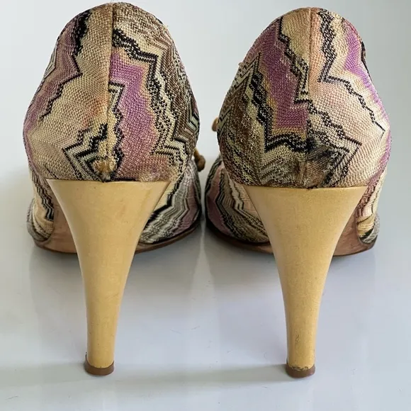 MISSONI Multicolored Chevron Pattern Pumps Shoes