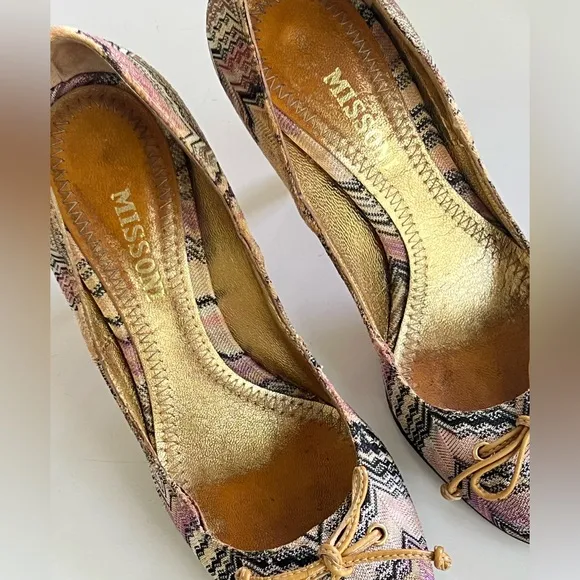 MISSONI Multicolored Chevron Pattern Pumps Shoes
