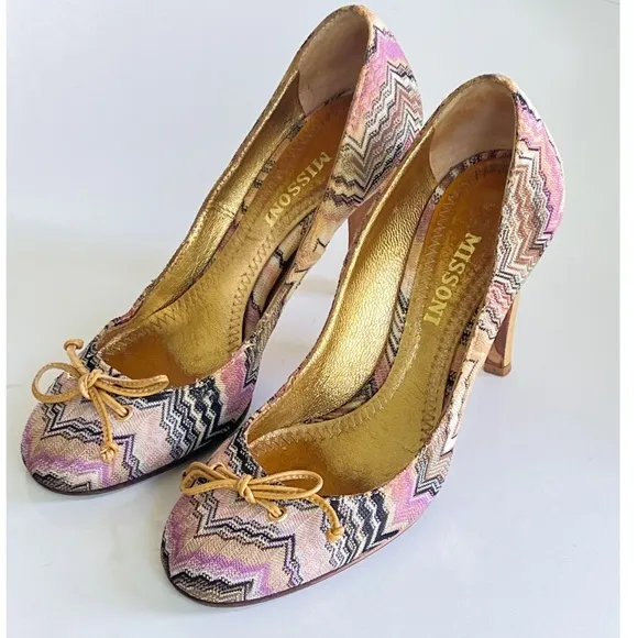 MISSONI Multicolored Chevron Pattern Pumps Shoes
