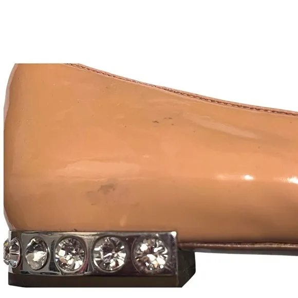 MIU MUI Patent Leather Bow Accents Ballet Flats