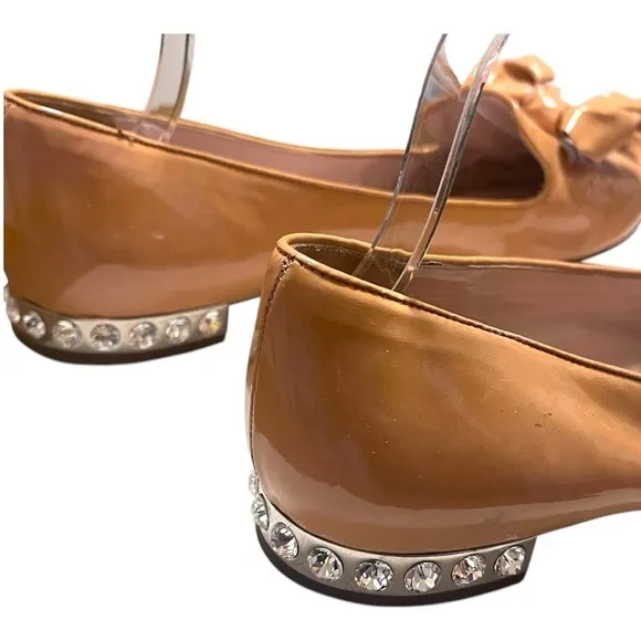 MIU MUI Patent Leather Bow Accents Ballet Flats