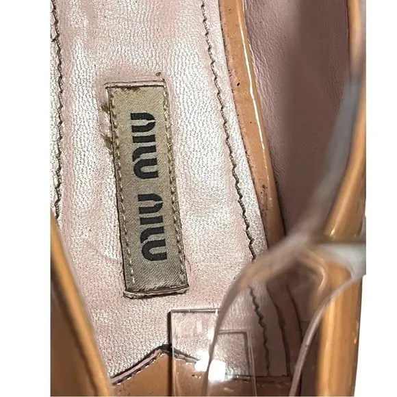 MIU MUI Patent Leather Bow Accents Ballet Flats