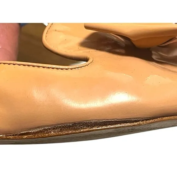 MIU MUI Patent Leather Bow Accents Ballet Flats