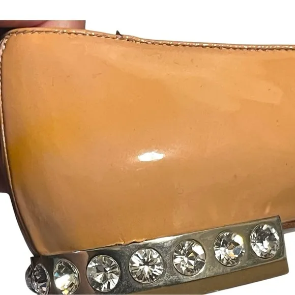 MIU MUI Patent Leather Bow Accents Ballet Flats