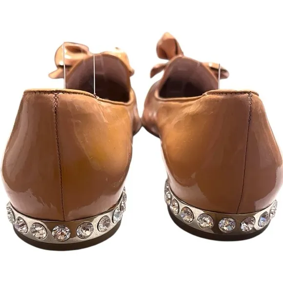 MIU MUI Patent Leather Bow Accents Ballet Flats