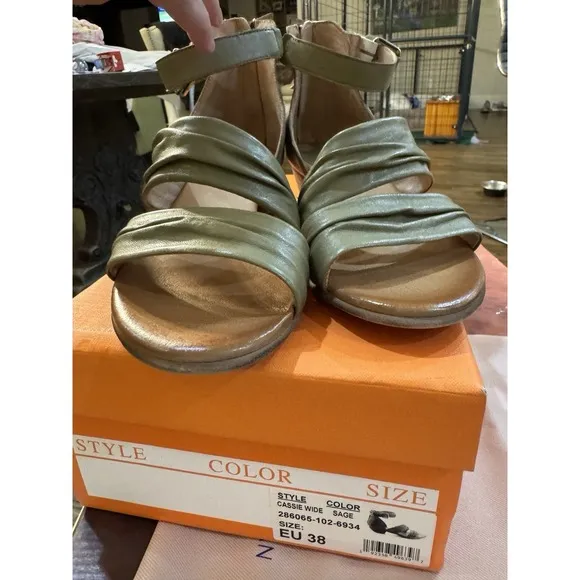 Miz Mooz - Leather Heeled Sandals - Cassie - Sage Green - Size 38 US 7