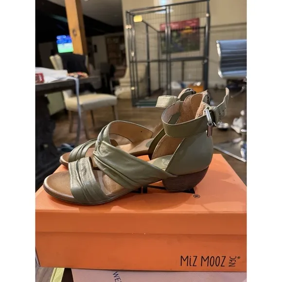 Miz Mooz - Leather Heeled Sandals - Cassie - Sage Green - Size 38 US 7