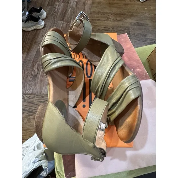Miz Mooz - Leather Heeled Sandals - Cassie - Sage Green - Size 38 US 7