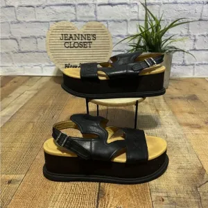 MM6 By Maison Martin Margiela black leather western flatform sandals 11