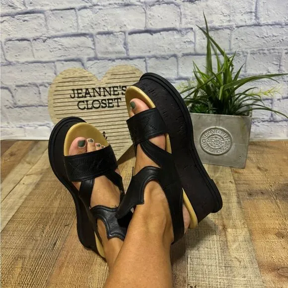 MM6 By Maison Martin Margiela black leather western flatform sandals 11