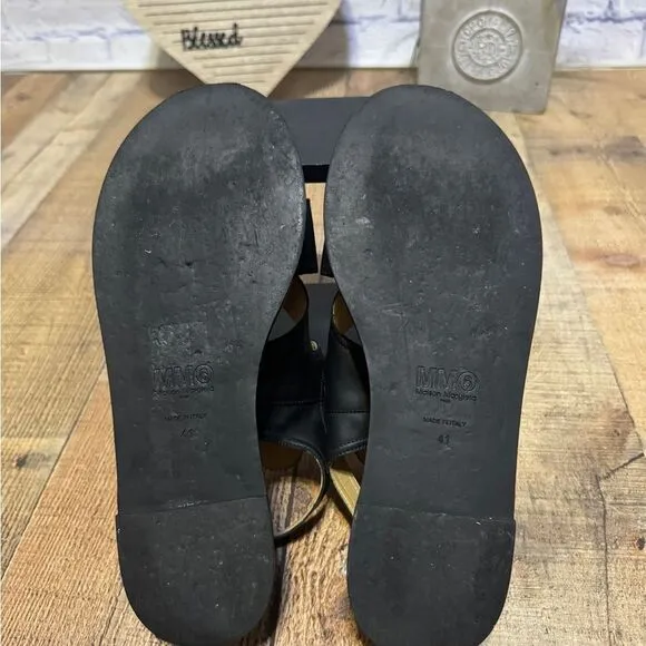 MM6 By Maison Martin Margiela black leather western flatform sandals 11