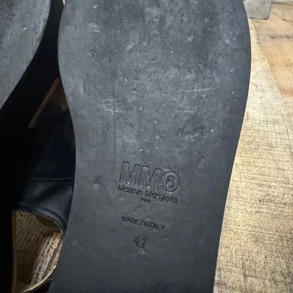 MM6 By Maison Martin Margiela black leather western flatform sandals 11