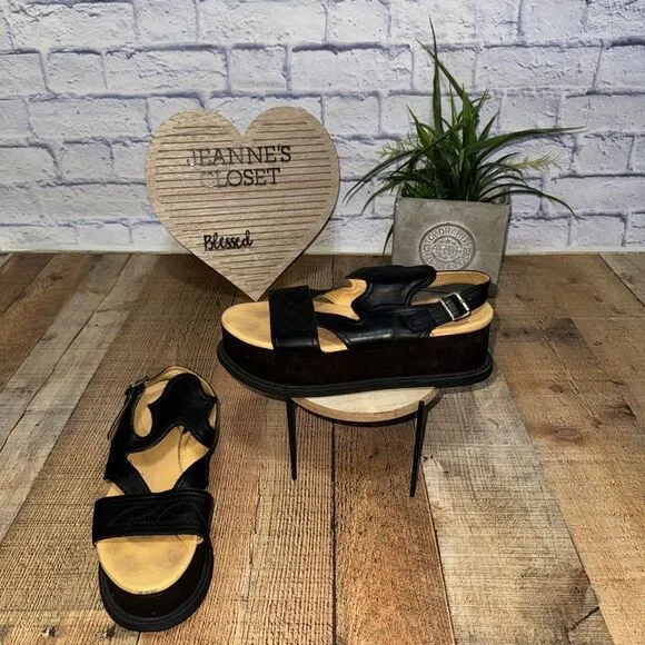 MM6 By Maison Martin Margiela black leather western flatform sandals 11