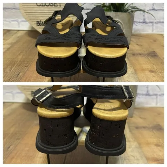 MM6 By Maison Martin Margiela black leather western flatform sandals 11