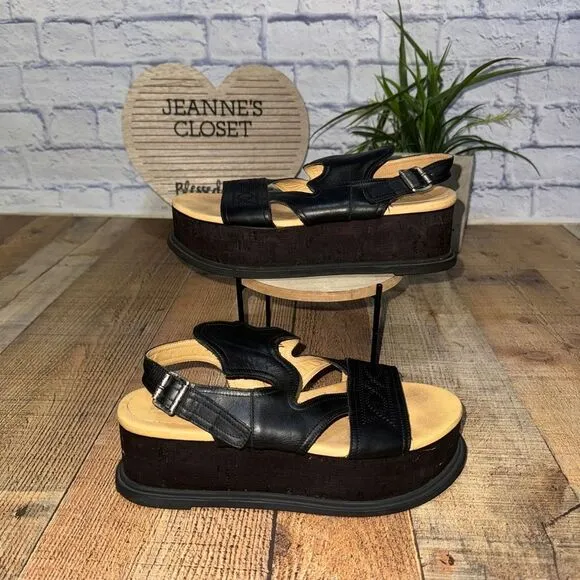 MM6 By Maison Martin Margiela black leather western flatform sandals 11