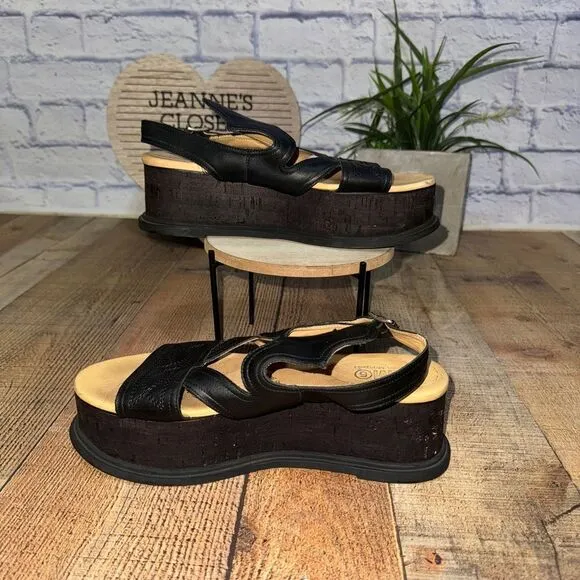 MM6 By Maison Martin Margiela black leather western flatform sandals 11