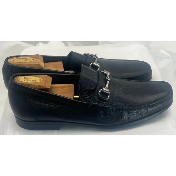 Monte Rosso Shoes Black Leather Slip On Casual Dress Bit Loafers Mens Size 10 M