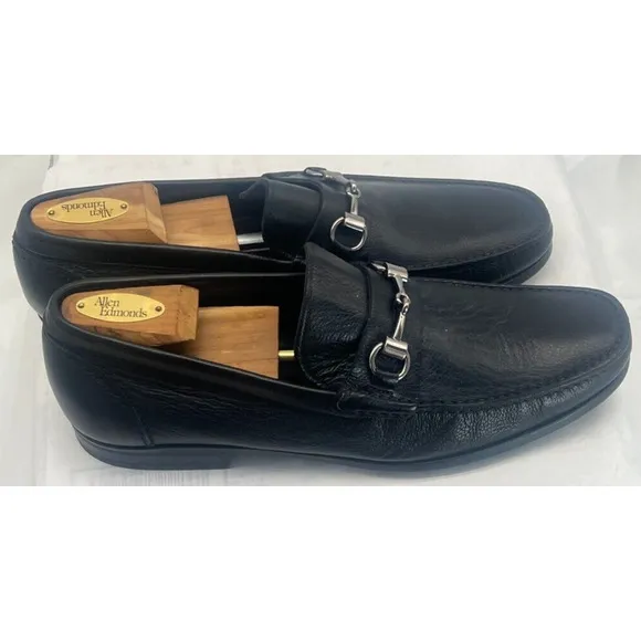 Monte Rosso Shoes Black Leather Slip On Casual Dress Bit Loafers Mens Size 10 M