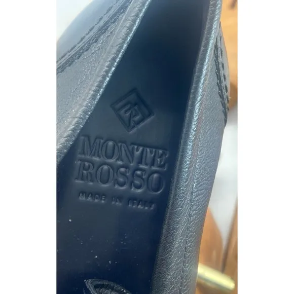 Monte Rosso Shoes Black Leather Slip On Casual Dress Bit Loafers Mens Size 10 M