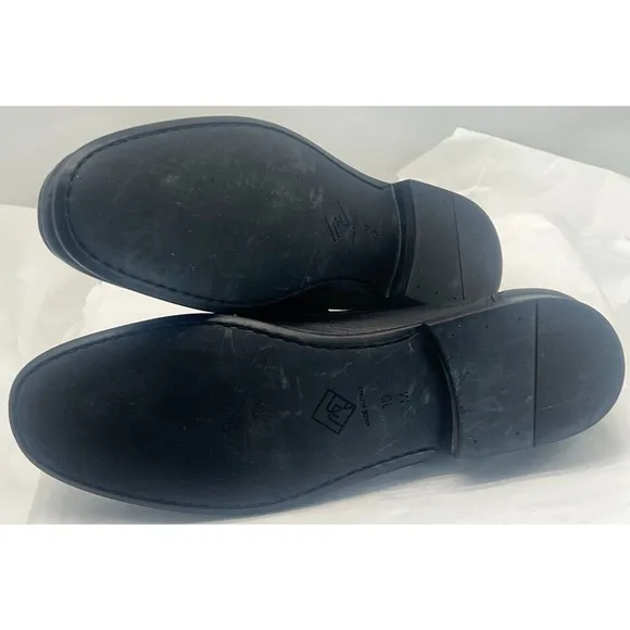 Monte Rosso Shoes Black Leather Slip On Casual Dress Bit Loafers Mens Size 10 M