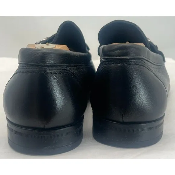 Monte Rosso Shoes Black Leather Slip On Casual Dress Bit Loafers Mens Size 10 M