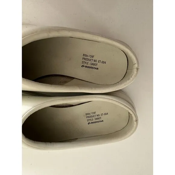 Moonstar 810s ET004 CAF 3E Synthetic Leather Shoes Slip On Off White Women's 8