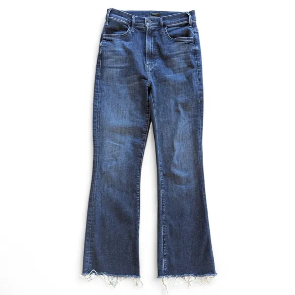 Mother The Hustler Ankle Fray Crop Slim Flare Jeans in Color Mint Condition 27