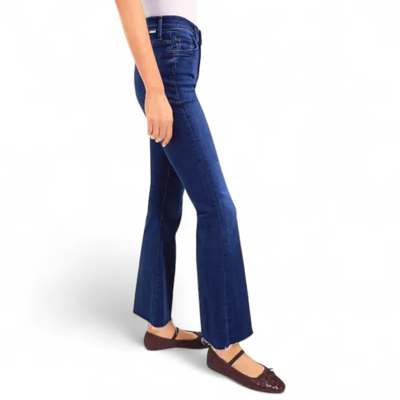 Mother The Hustler Ankle Fray Crop Slim Flare Jeans in Color Mint Condition 27