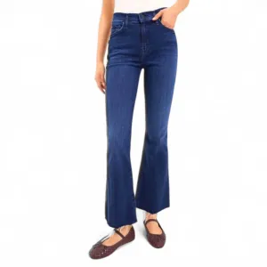 Mother The Hustler Ankle Fray Crop Slim Flare Jeans in Color Mint Condition 27