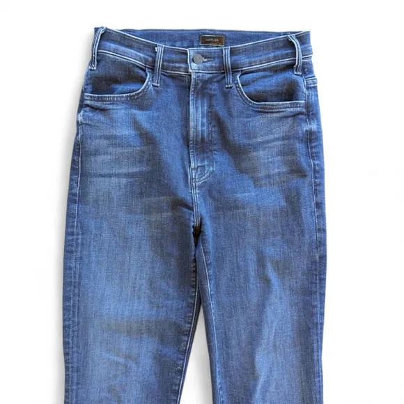 Mother The Hustler Ankle Fray Crop Slim Flare Jeans in Color Mint Condition 27