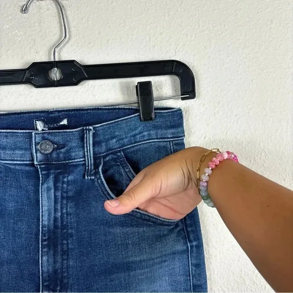 Mother The Stash Swooner Ankle Fray Chick Flick  Blue Jeans Stretch Size 27