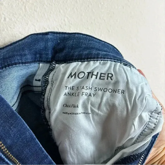 Mother The Stash Swooner Ankle Fray Chick Flick  Blue Jeans Stretch Size 27