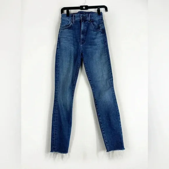 Mother The Stash Swooner Ankle Fray Chick Flick  Blue Jeans Stretch Size 27