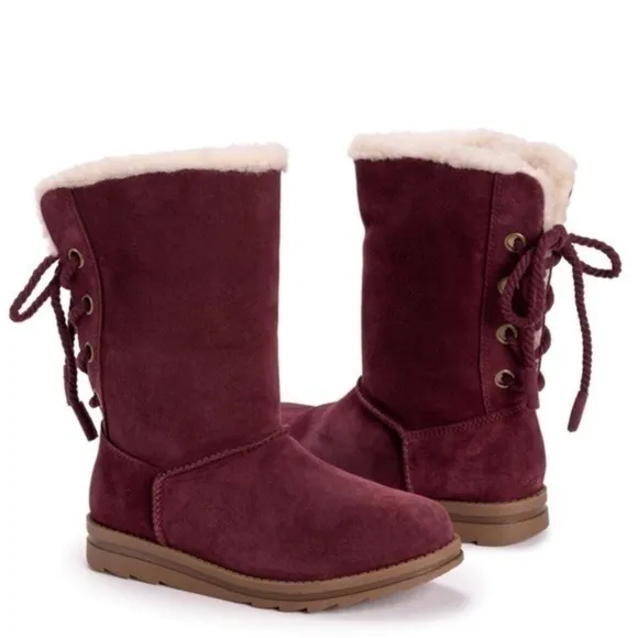 Muk Luks Womens Ziggy Rodeo Suede Winter Boots Size 8M Comfy Warm Cozy NWT