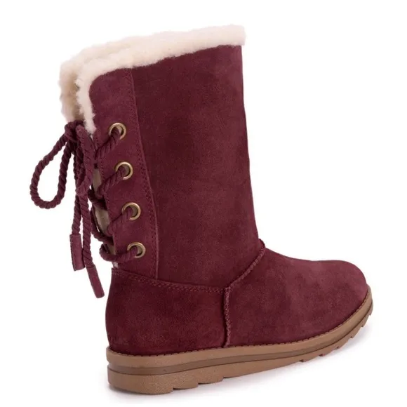 Muk Luks Womens Ziggy Rodeo Suede Winter Boots Size 8M Comfy Warm Cozy NWT