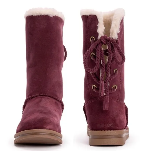 Muk Luks Womens Ziggy Rodeo Suede Winter Boots Size 8M Comfy Warm Cozy NWT