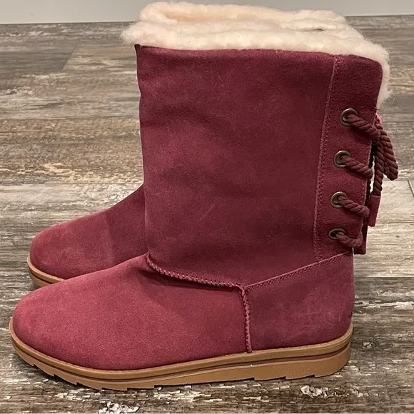 Muk Luks Womens Ziggy Rodeo Suede Winter Boots Size 8M Comfy Warm Cozy NWT
