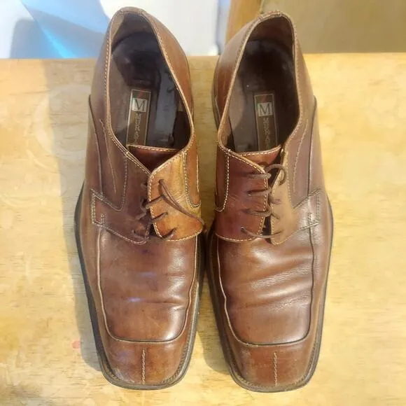 Muratti Florentino Men's US 12 Brown Leather Square Toe Dress Shoes