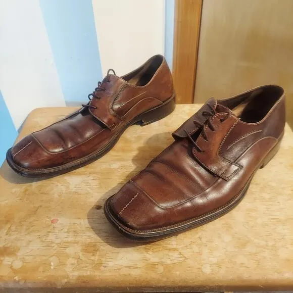 Muratti Florentino Men's US 12 Brown Leather Square Toe Dress Shoes