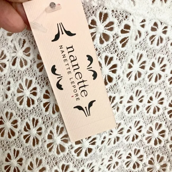 NANETTE LEPORE Ivory Daisy Lace Overlay Cap Sleeve Dress