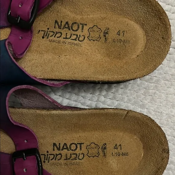 Naot Pink and Blue ombre Sandals Casual leather tried on repeatedly only 41 9.5