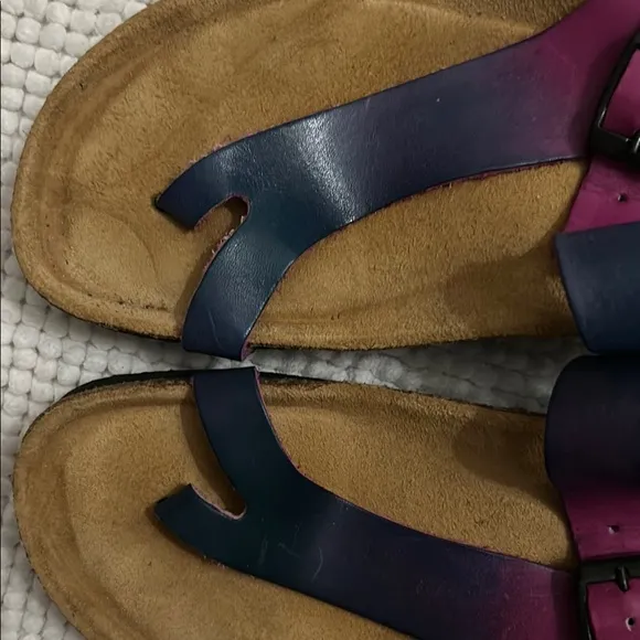 Naot Pink and Blue ombre Sandals Casual leather tried on repeatedly only 41 9.5