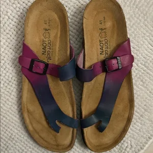 Naot Pink and Blue ombre Sandals Casual leather tried on repeatedly only 41 9.5