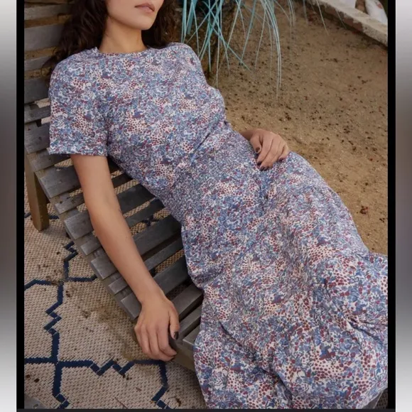 National LTD Martine Casual Peasant Midi Dress